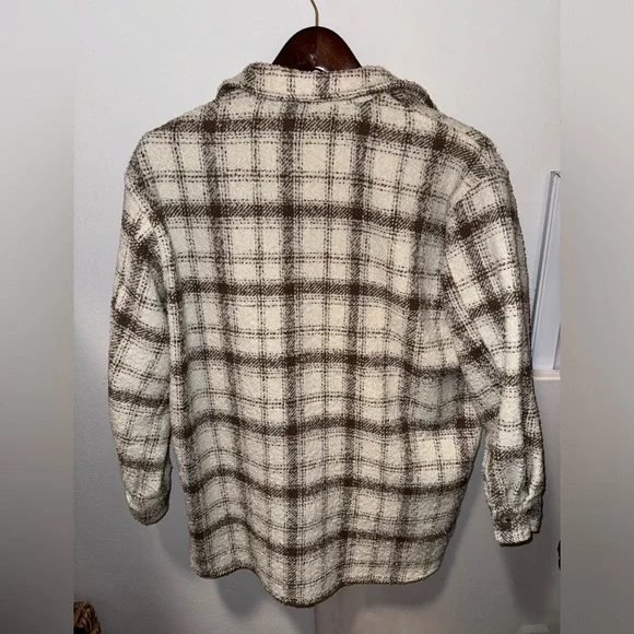 12th Tribe Beige Plaid Textured Jacket - Picture 2 of 7